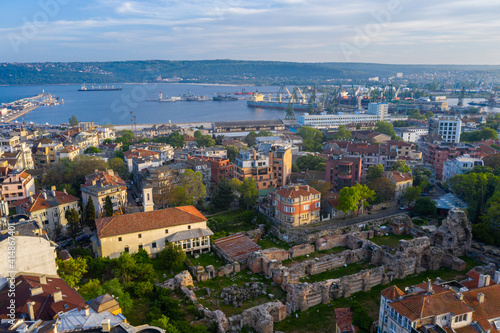 Aerial view of Roman bath in Bulgarian city Varna photo