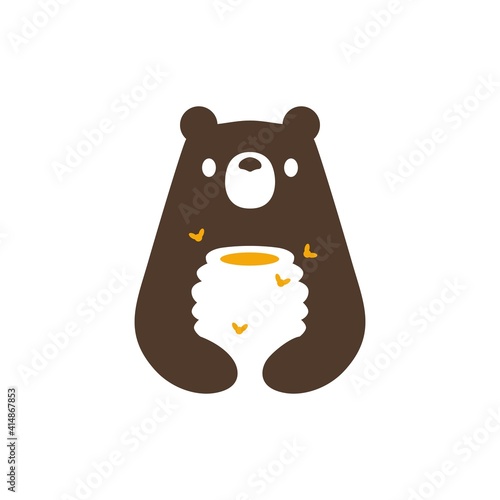 bear honey hive bee negative space logo vector icon illustration