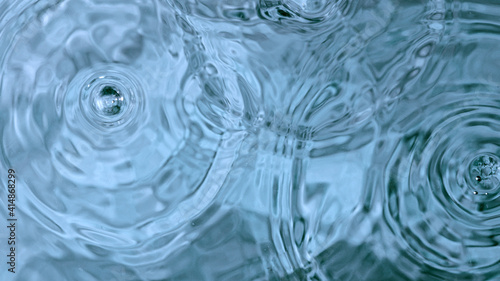 Blue water drops, macro shot
