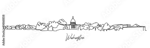 Washington DC the capital city of the USA skyline - continuous one line drawing