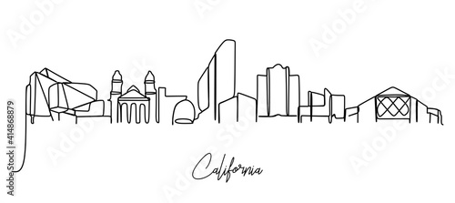 California city of the USA skyline - continuous one line drawing