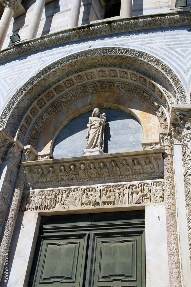 Entrance door of the Baptistery of Pisa, Italy