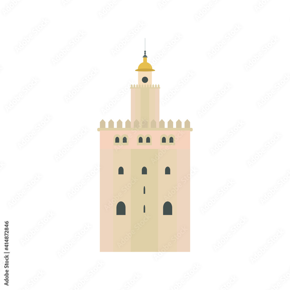 vector icon, Torre del Oro in Seville Spain