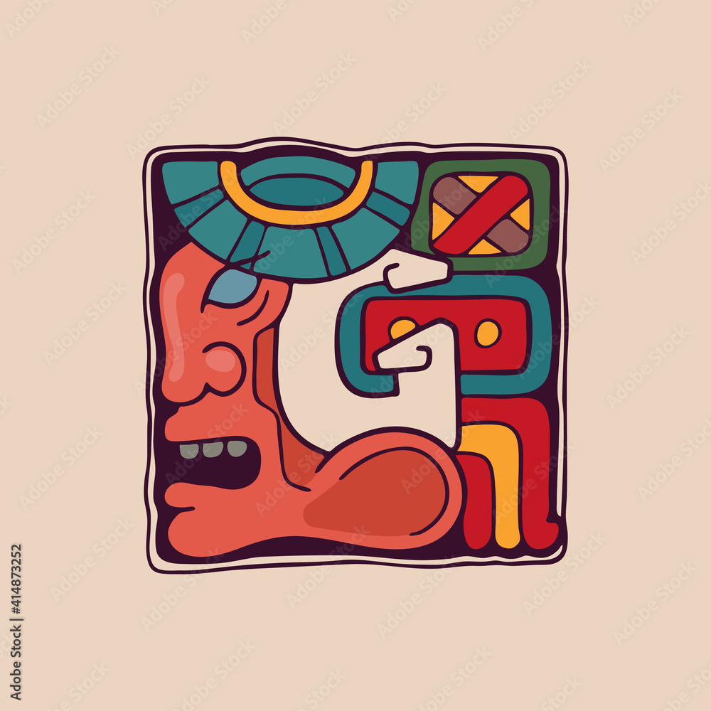 Letter G logo in Aztec, Mayan or Incas style.