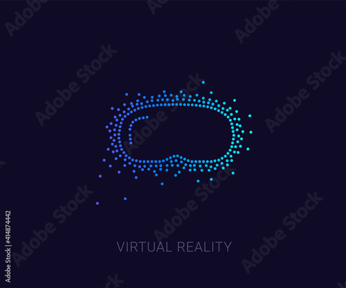 Unique VR glasses vector virtual reality headset icon, made of multiple dots, Halftone Icon. Premium quality graphic design. Modern signs, dotted symbols collection, exclusive icon for websites, Campa