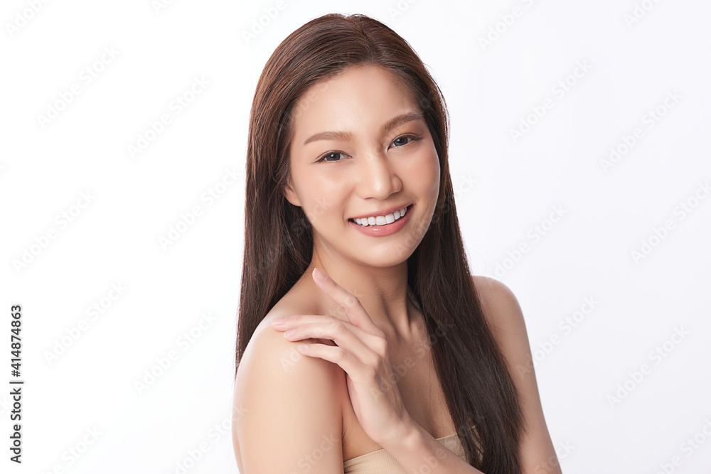 Beautiful young asian woman with clean fresh skin on white background, Face care, Facial treatment, Cosmetology, beauty and spa, Asian women portrait Beautiful young asian woman with clean fresh skin on white background, Face care, Facial treatment, Cosmetology, beauty and spa, Asian women portrait