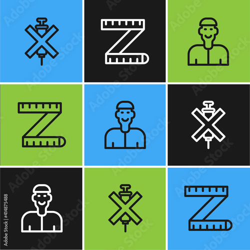 Set line No doping syringe, Positive thinking and Tape measure icon. Vector.