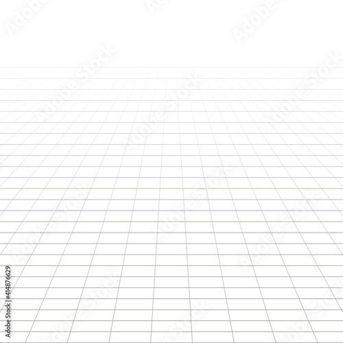 Perspective grid. Abstract wireframe landscape. 3d vector illustration.