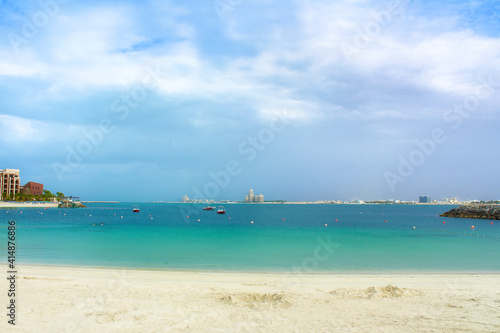 Ras al Khaimah, Al Marjan Island. Beach vacation in United Arab Emirates.