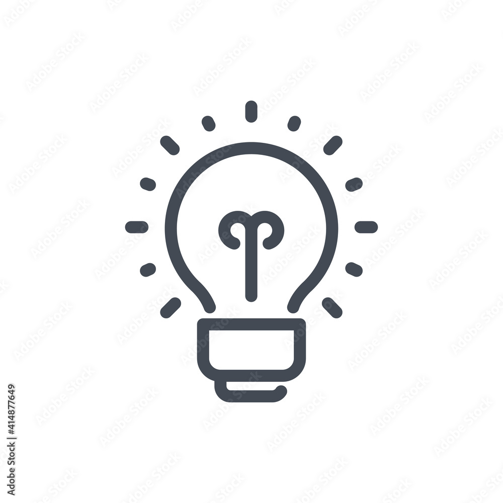 Creative idea and Solution line icon. Light bulb vector outline sign. Creative idea and Solution line icon. Light bulb vector outline sign.