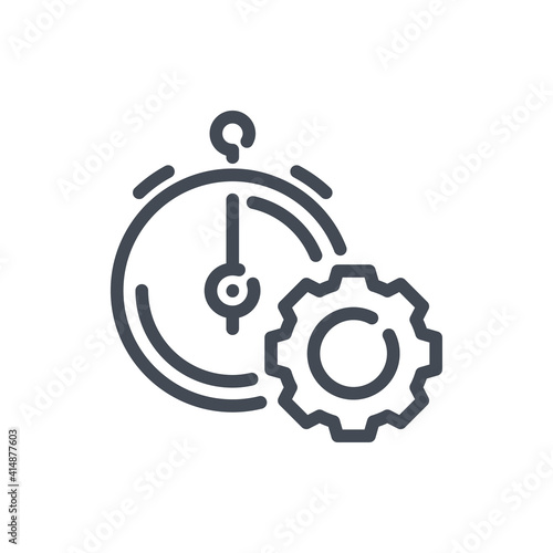 Time management and Productivity line icon. Time with gear vector outline sign.