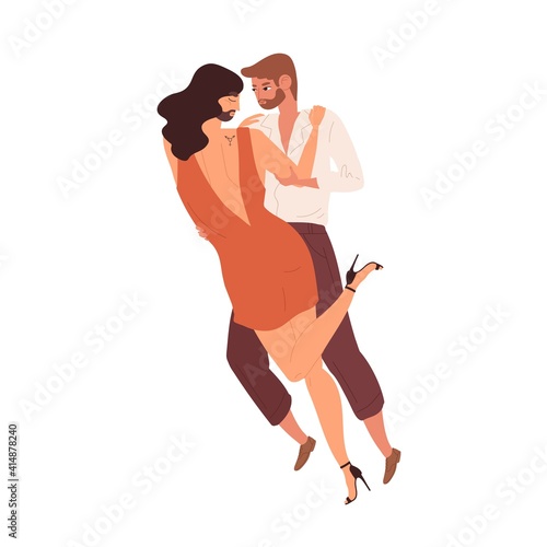 Modern couple of transgender and skoliosexual man. Intimacy between LGBT romantic and sexual partners. Enamored LGBTQ people. Skoliosexuality concept. Flat vector illustration isolated on white