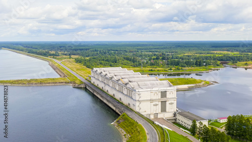 Rybinsk, Russia. Aerial view of the Rybinsk hydroelectric power plant, Aerial View photo