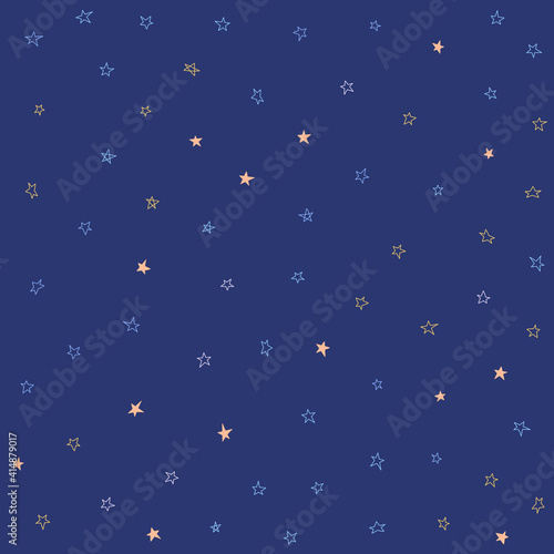 Vector seamless cute night color star pattern