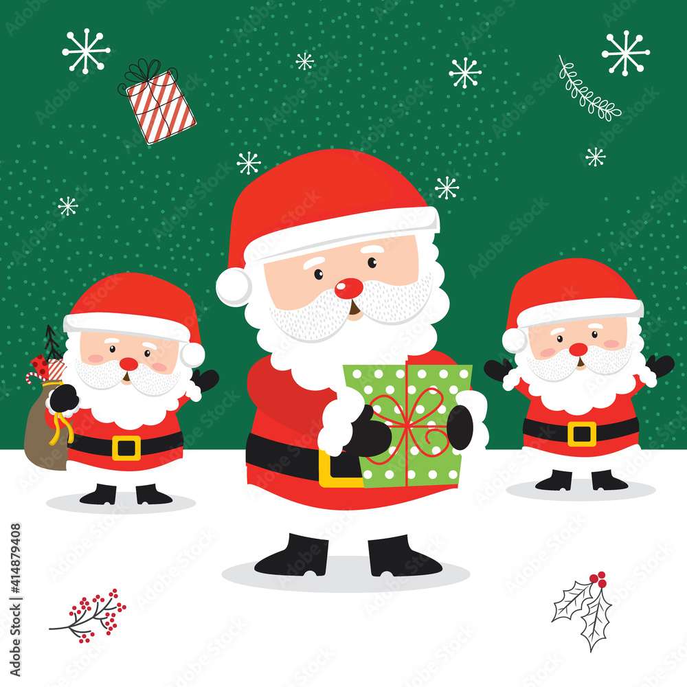 Cute Santa Clause with red and green color, vector illustration Cute Santa Clause with red and green color, vector illustration