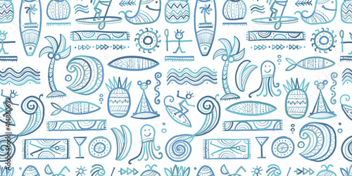 Tropical Lifestyle background. Tribal elements. Seamless Pattern for your design