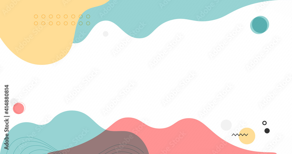 Trendy abstract art geometric background with flat shapes waves and stripes, minimalistic style. Vector 4K HD background for presentation or poster.