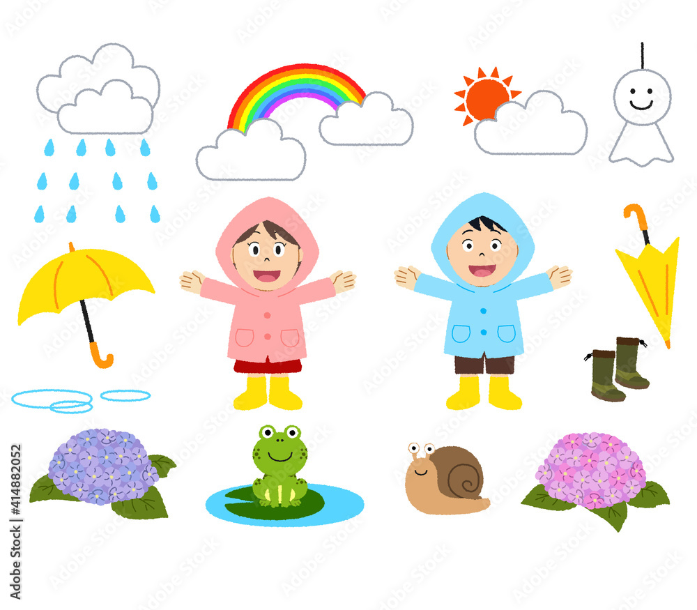梅雨のイラストセット 梅雨のイラストセット