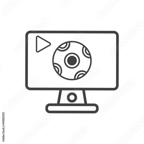 computer with soccer ball illustration design. computer with soccer ball icon isolated on white background. ready use vector.