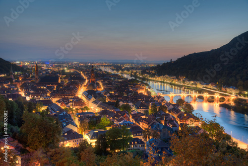 Sunset view of the old town of Heidelberg, Germany photo