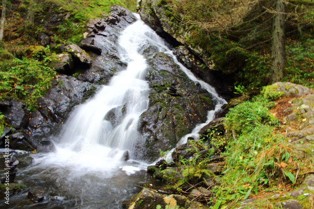 waterfall flowing down the stones in karelia waterfall flowing down the stones in karelia