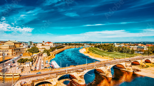 Histoirical center of the Dresden Old Town.River Elba. Dresden has a long history as the capital and royal residence for the Electors and Kings of Saxony.Saxony, Germany. photo