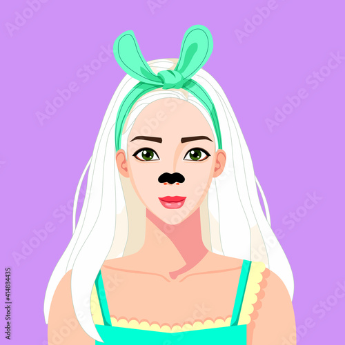 vector illustration girl with pore strip
