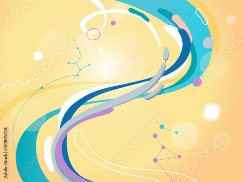 Sfondo con linee curve e collegamenti delle molecole chimiche