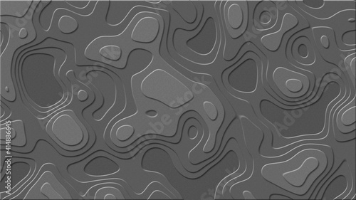 Relief structure of elements in flowing edges - abstract graphic background in dark gray - 3D Illustration