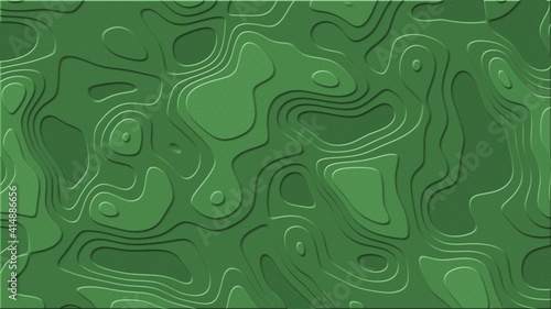 Relief structure of elements in flowing edges - abstract graphic background in green - 3D Illustration