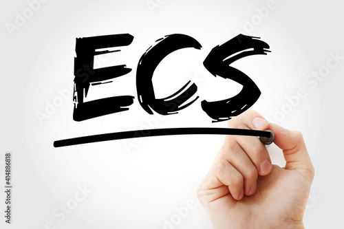 ECS - Electronic Clearing Service acronym with marker, business concept background photo