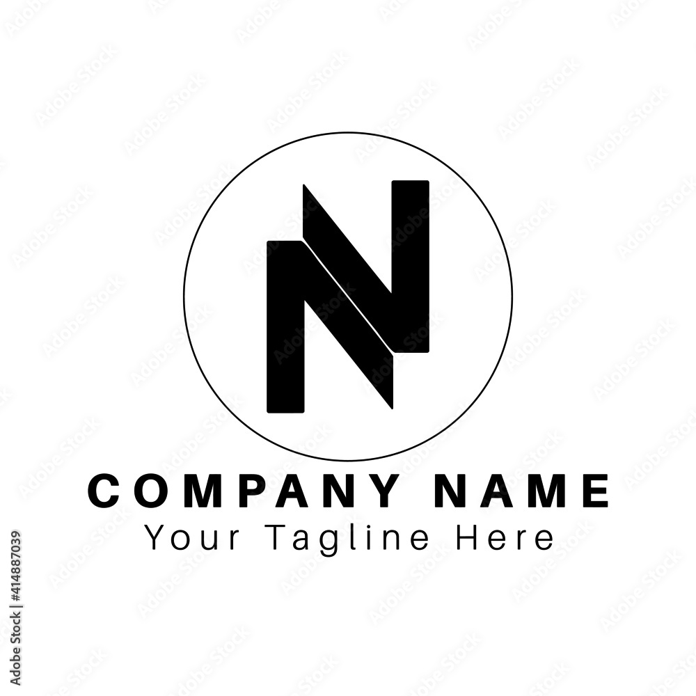 N logo design in circle with white background. N logo design in circle with white background.
