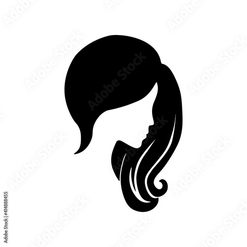 Woman long hair icon for beauty salon