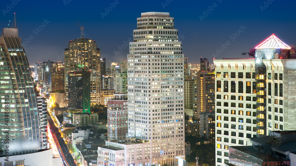 Bangkok Cityscape, Business district with high building at blue sky Bangkok Cityscape, Business district with high building at blue sky