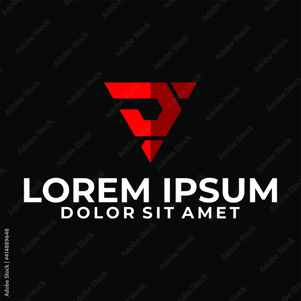 Initial letter D or J logo template with bold geometric triangle illustration in flat design monogram symbol Initial letter D or J logo template with bold geometric triangle illustration in flat design monogram symbol