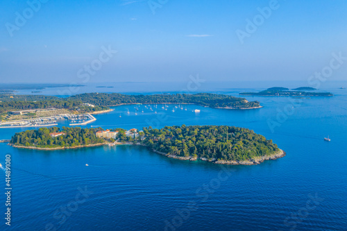 Aerial view of Sveta Katarina island near Rovinj, Croatia photo