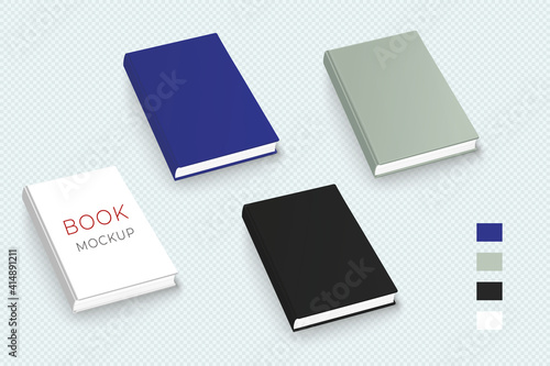 Realistic vector multicolored books set.
