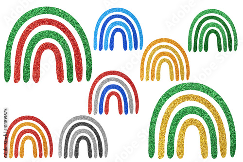 Rainbow glitter. Elements set on white background
