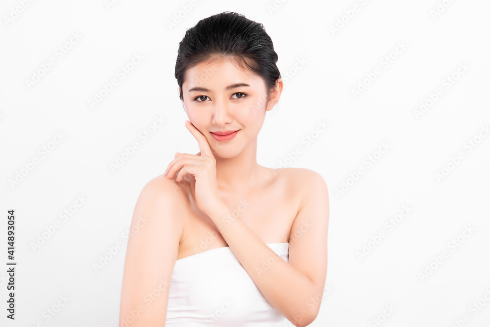 Beautiful young asian woman with clean fresh skin on white background, Face care, Facial treatment, Cosmetology, beauty and spa, Asian women portrait Beautiful young asian woman with clean fresh skin on white background, Face care, Facial treatment, Cosmetology, beauty and spa, Asian women portrait
