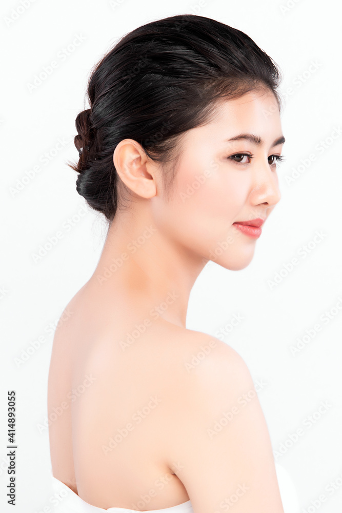 Beautiful young asian woman with clean fresh skin on white background, Face care, Facial treatment, Cosmetology, beauty and spa, Asian women portrait Beautiful young asian woman with clean fresh skin on white background, Face care, Facial treatment, Cosmetology, beauty and spa, Asian women portrait