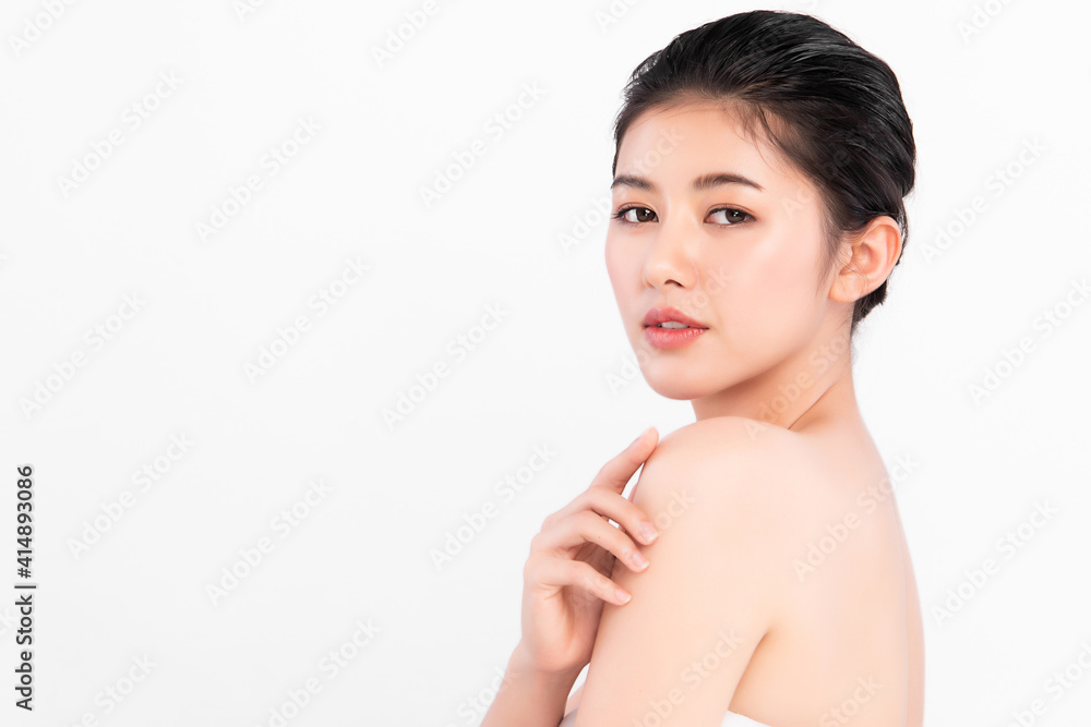 Beautiful young asian woman with clean fresh skin on white background, Face care, Facial treatment, Cosmetology, beauty and spa, Asian women portrait Beautiful young asian woman with clean fresh skin on white background, Face care, Facial treatment, Cosmetology, beauty and spa, Asian women portrait