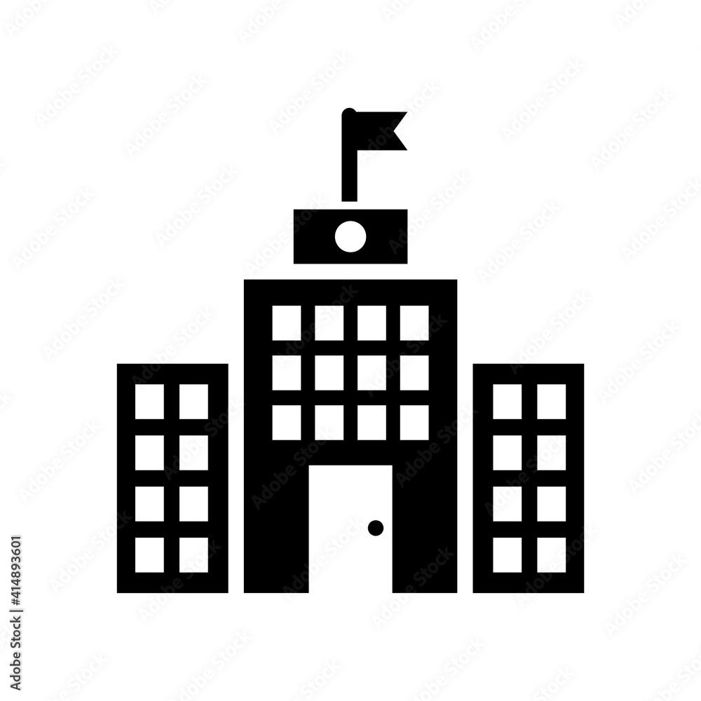 School building vector solid icon style illustration. EPS 10 