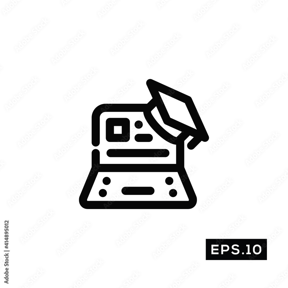 Obraz premium Online School Line Icon Vector. Education Symbol Vector