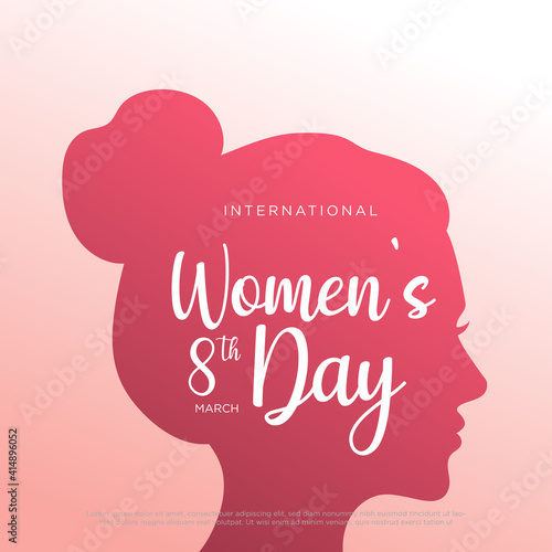 Pink Happy Women's Day Typographical Design Elements. International women's day icon.Women's day symbol. Minimalistic design for international women's day concept.Vector illustration