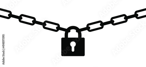 Silhouette chain with lock. Concept of protection. Vector chains icon. Padlock icons. closed lock, opened lock, keyhole in head, Close or open padlocks (key, Pin code, password. Access security lock)