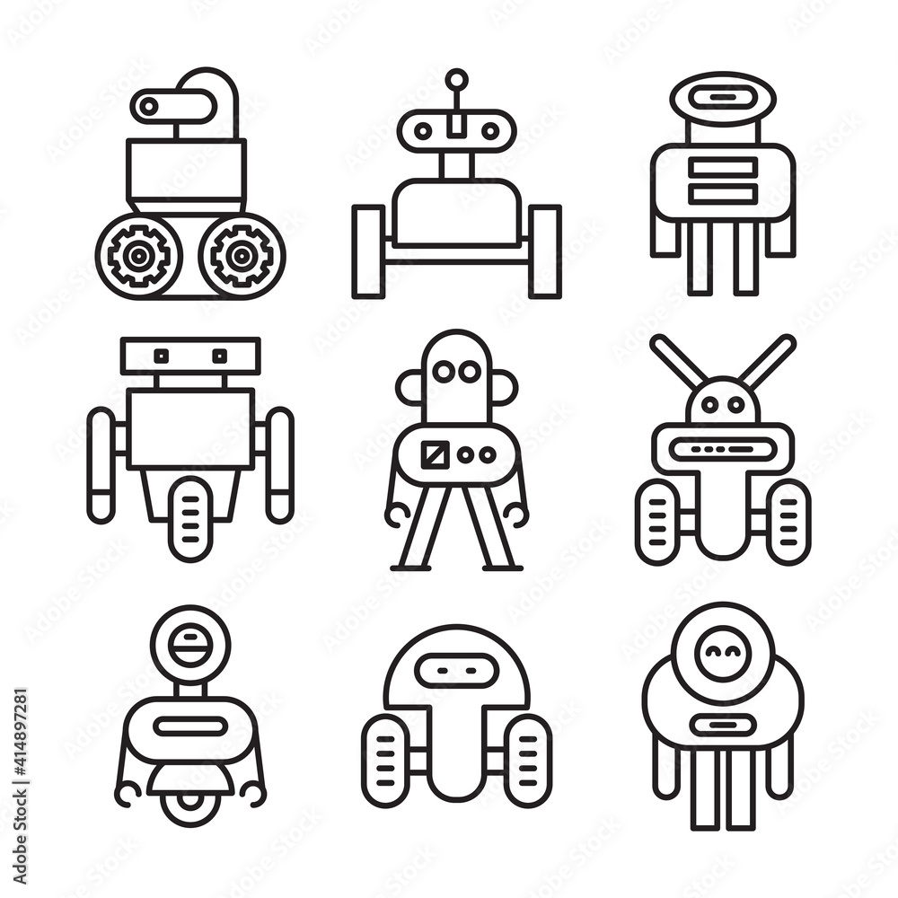robot icon set line vector illustration robot icon set line vector illustration