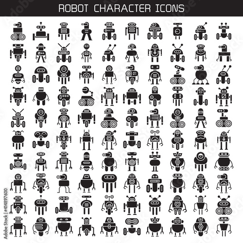 big set of robot characters icons vector