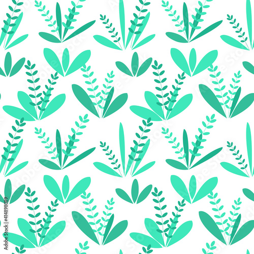 Seamless background with green leaves. Vector. Simple background with greenery