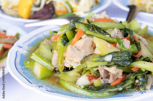 stir fried chinese kale with pork