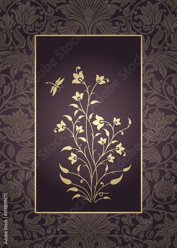 wedding card design, paisley floral pattern , India	
